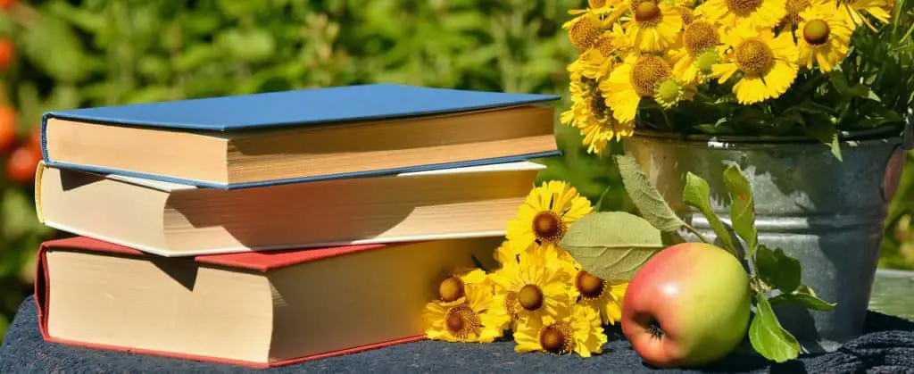 books and flowers